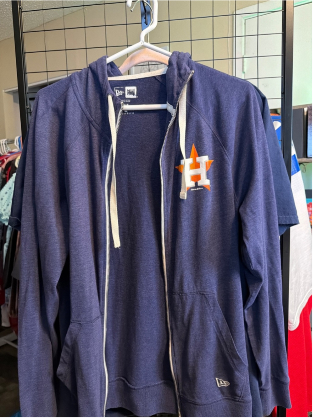 New Era Houston Astros Full-Zip Hoodie Navy Blue Heathered Sweatshirt Unisex